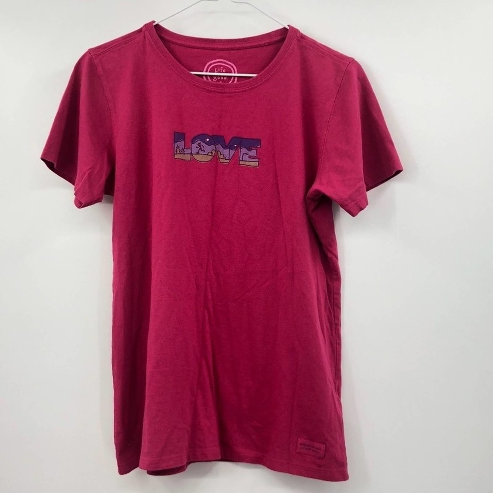 Life is Good "LOVE" dark pink t shirt